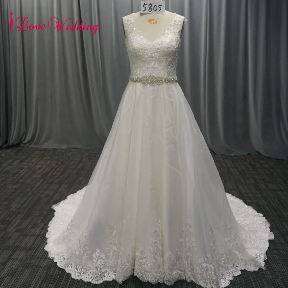 ILoveWedding настоящая фотография элегантное платье с v образным вырезом кружевными