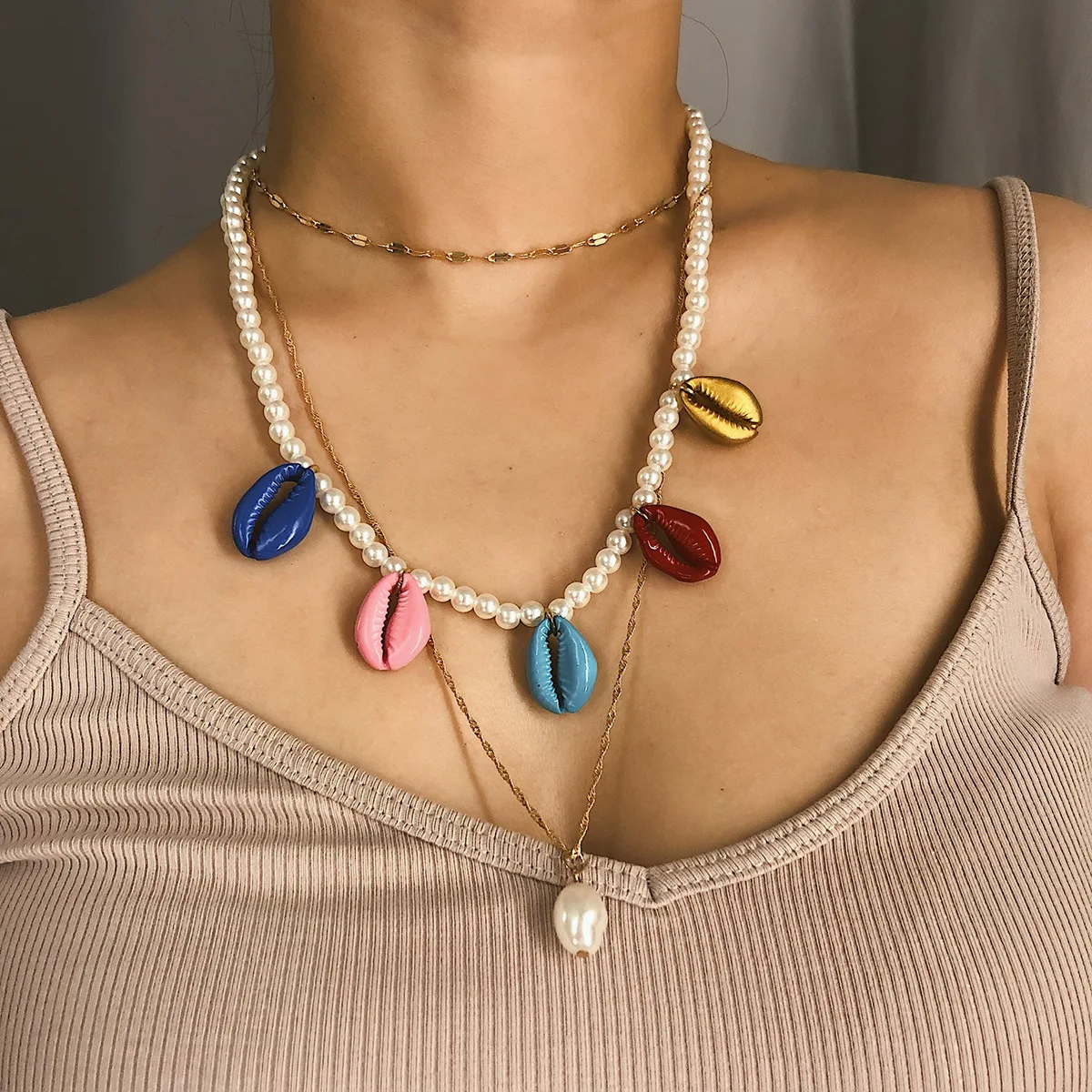 Европа США новые жемчужные Многослойные изделия женские цветные оболочки ручной