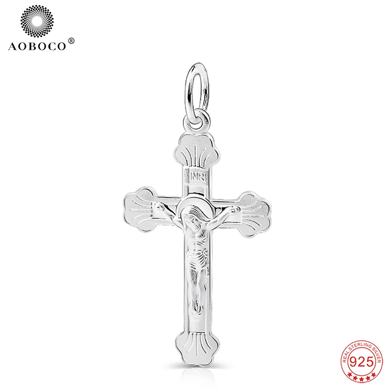 

100% Real 925 Sterling Silver Cross Pendant Religious Necklaces Pendants Fashion Jewelry & Accessories, Dropshipping