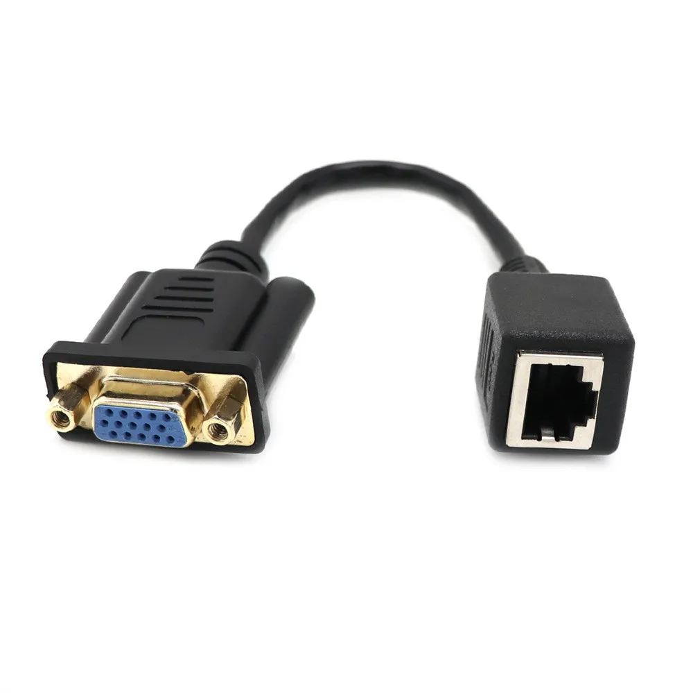 Удлинитель VGA Мама к локальной сети Cat5 Cat5e RJ45 Ethernet черный адаптер кабель заводская