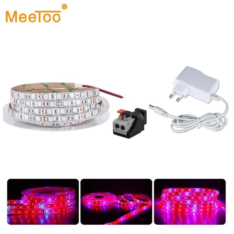 Светодиодная лента для выращивания растений с полным спектром DC12V 5050 5 м набор