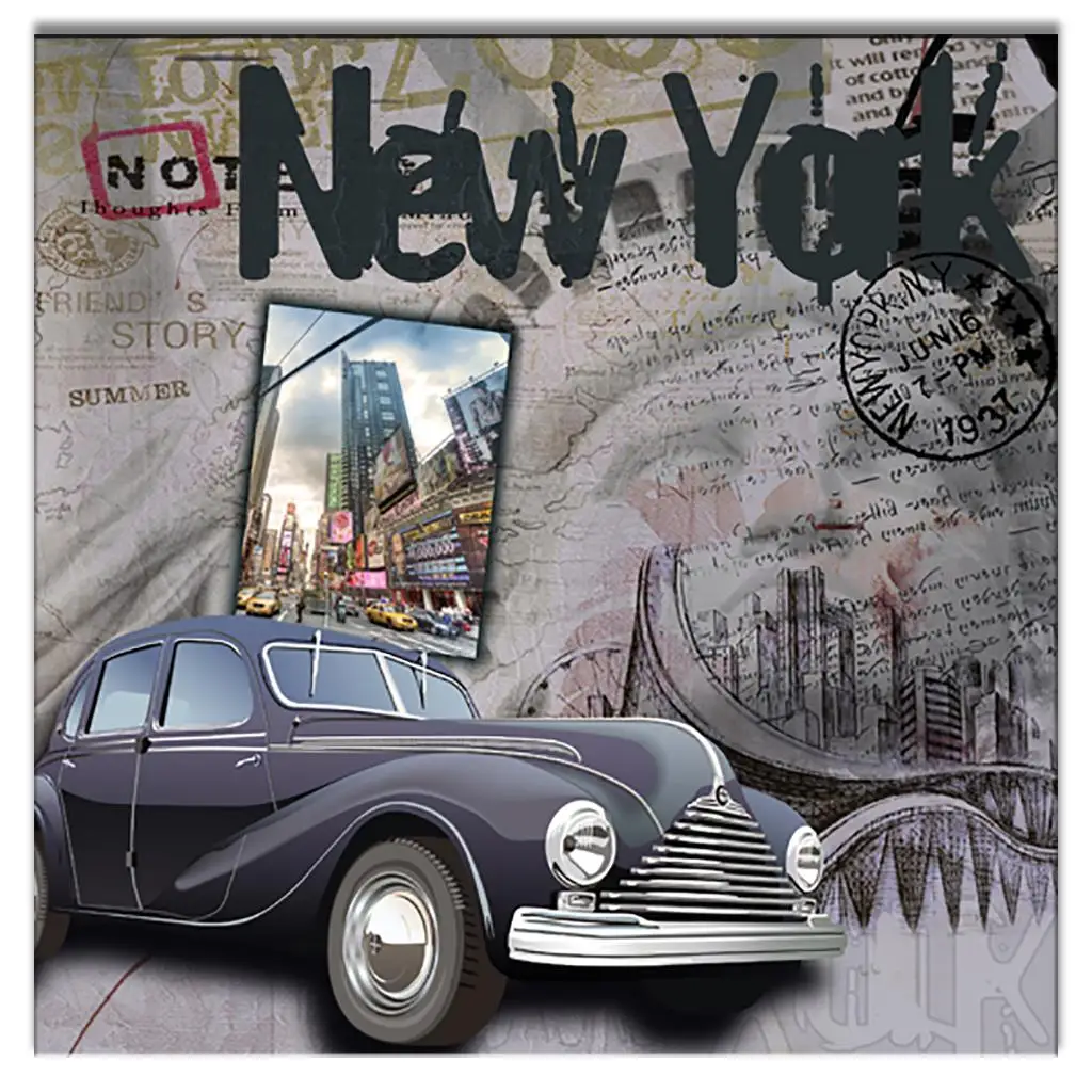 Хит продаж 1 шт. картина в стиле ретро с принтом автомобиля Нью-Йоркском для