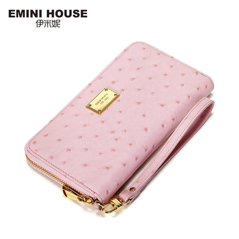 EMINI HOUSE кошелек со страусиным узором женские длинные кошельки из натуральной кожи