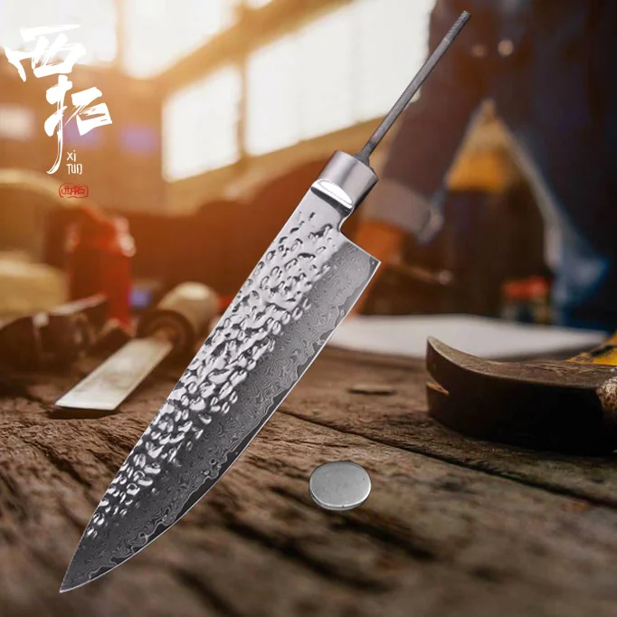 8inch chef knifeB XTUO Дамасская сталь шеф-повара нож кованые антипригарные обвалки фрукты резки мяса хлеб острый пустой ремесленник ручка ручной работы полуфабрикат - Цвет: 8inch chef knifeB