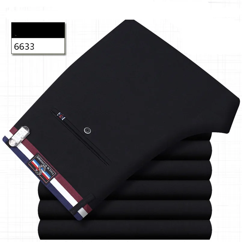 SP6633 black ICPANS, мужские брюки, для офиса, формальный, деловой, умный костюм, брюки, мужские, Полиэстер, Хлопок, классические, для свадьбы, брюки, мужские, черные, синие - Цвет: SP6633 black