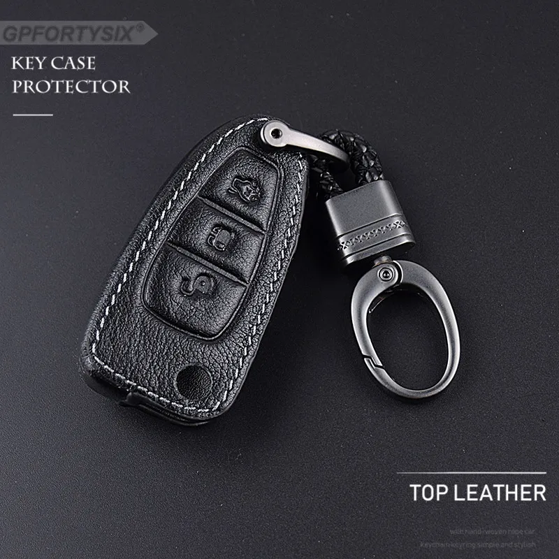 Кожаный чехол GPFORTYSIX с кольцом для автомобильных ключей Обложка Ford Focus 3 Ecosport Kuga