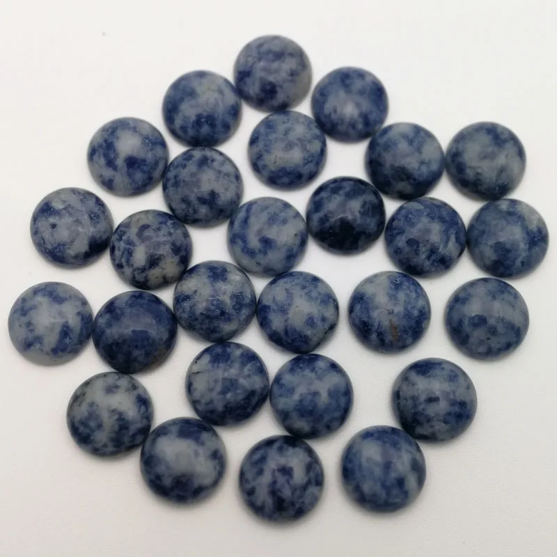 

Wholesale sodalite natural stone bead charms 14mm round CAB CABOCHON no hole 50pcs Single arc jewelry accsories free shipping