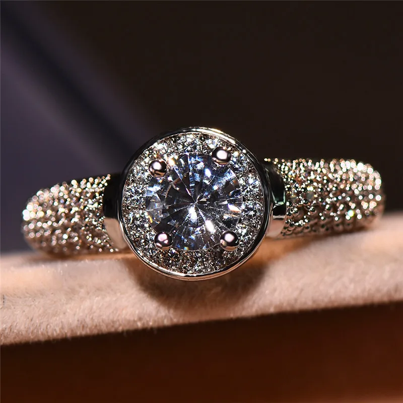 Роскошное женское коктейльное кольцо, модное свадебное кольцо на палец серебряного цвета, свадебные ювелирные изделия, обещающая любовь, обручальные кольца для женщин