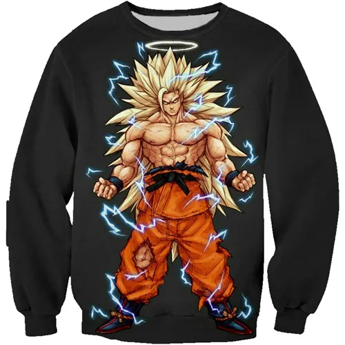 Толстовки с капюшоном PLstar Cosmos Dragon Ball z детские толстовки с 3D капюшоном для мальчиков худи с принтом аниме Гоку детский пуловер с круглым вырезом черный с капюшоном - Цвет: kids sweatshirt
