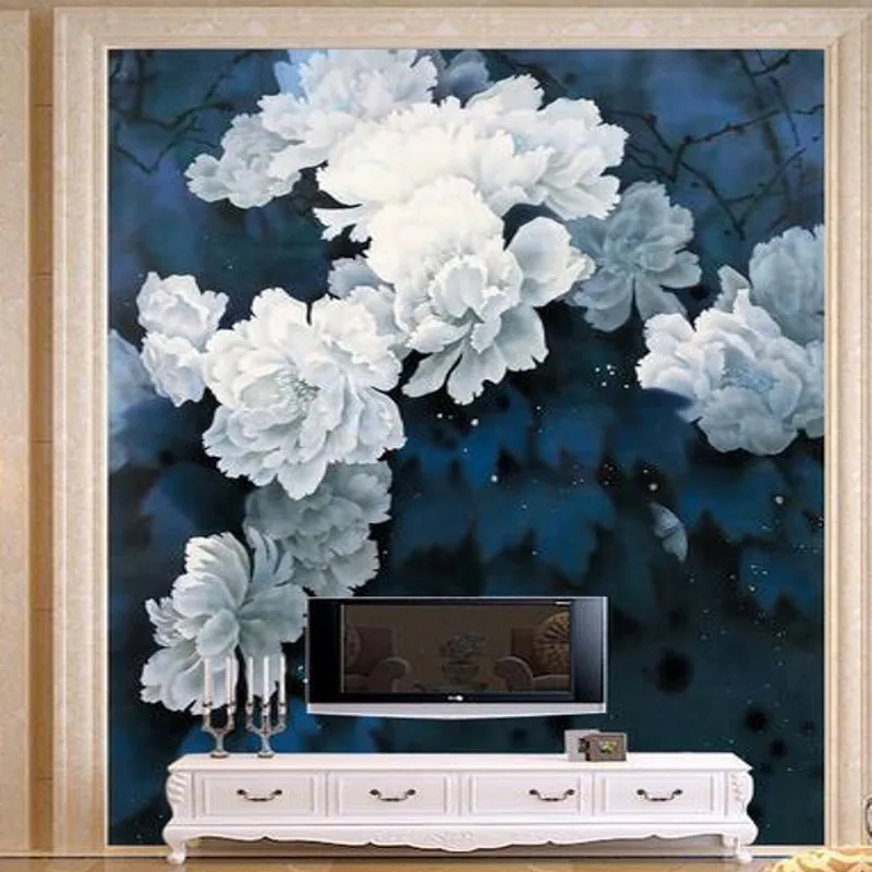 Обои для стен 3 d современные китайские чернила цветы на заказ фрески Гостиная