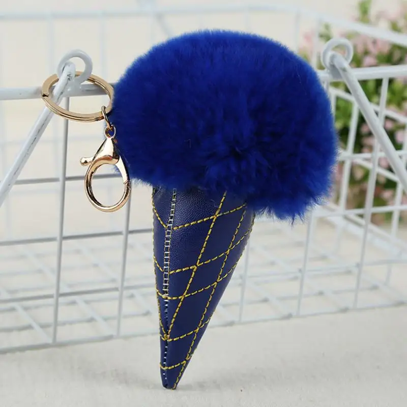 2018 Hot Sale Fashion Fluffy Ice Cream Key Chain Artificial Fur Handbag Pendant Plush Ring | Украшения и аксессуары