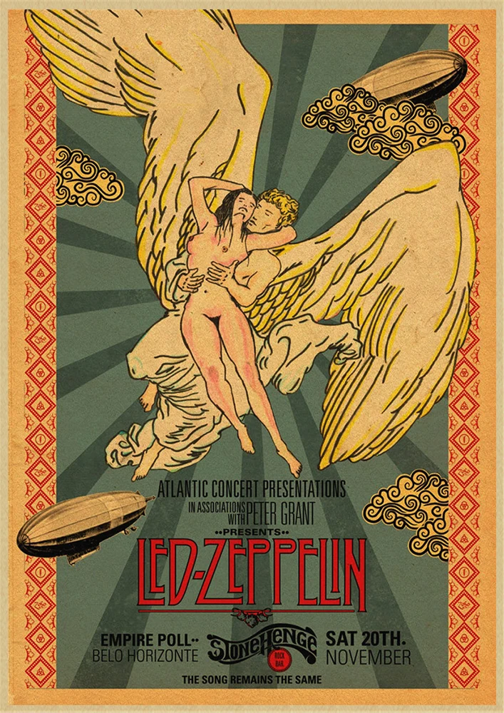 Led Zeppelin рок-музыка крафт-бумага постер для бара/Кафе Ретро плакат декоративной живописи