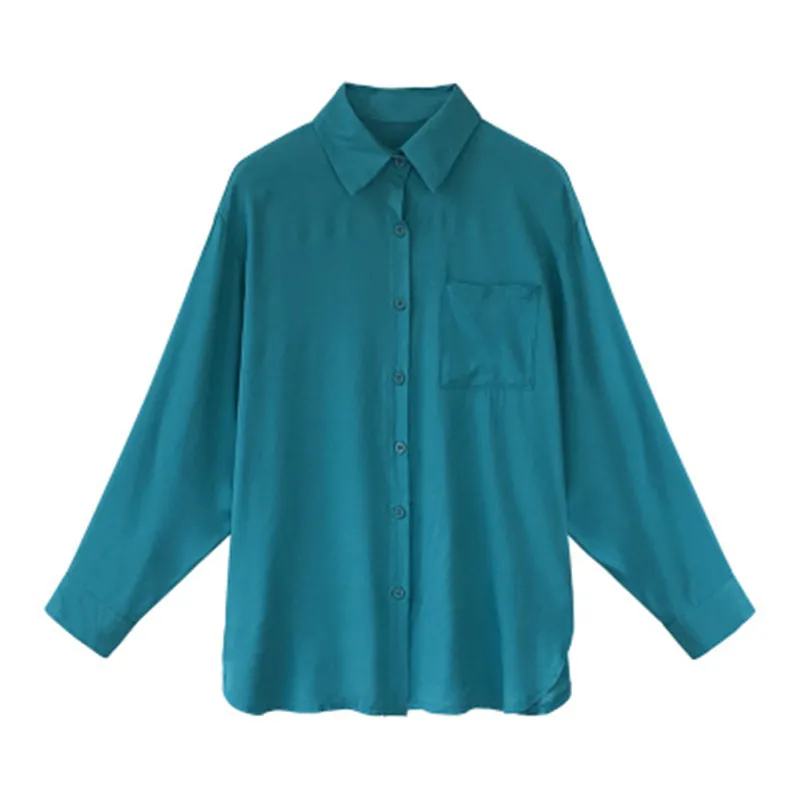 2019 Blusa женская блузка элегантная Красная Зеленая атласная рубашка с отложным