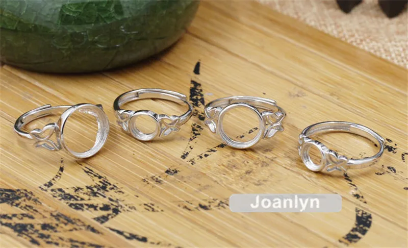 Joanlyn кольцо база для 6 мм/6,5 мм/9 мм/10 мм/12 мм круглые кабошоны с покрытием из белого золота 925 серебро Регулируемые кольца JZ342