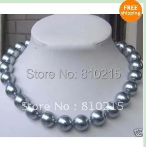 

Classic!Single Pearl Necklace 18'' AA 8MM Round Shaper Gray Color Mother-of-pearl Necklace Magnet Clasp New Free Shipping NF5