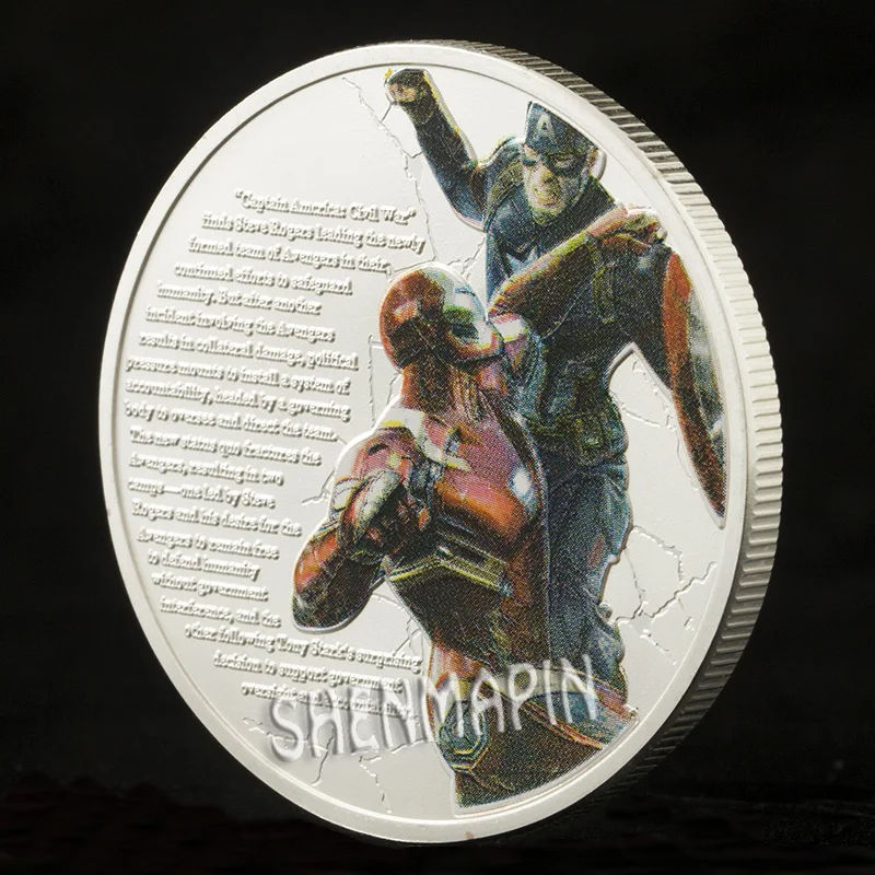 Мстители памятная монета Капитан Америка Железный человек Тор Халк Civil War наградная монета фантастика фильм искусственные монеты
