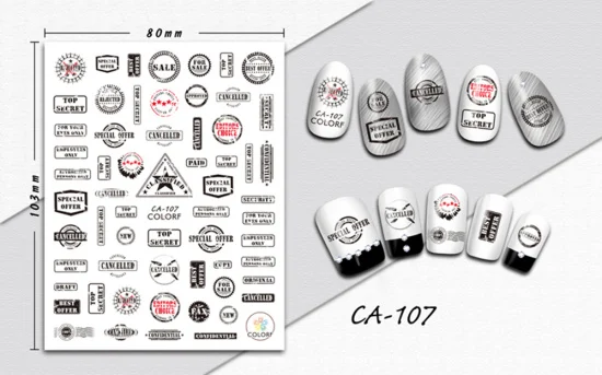CA107 1 шт Alphabe наклейки для ногтей 3D DIY наклейки для ногтей очаровательные буквы штамп для дизайна ногтей Наклейка тонкий клей Маникюр ломтик CHCA100-108/F - Цвет: CA107