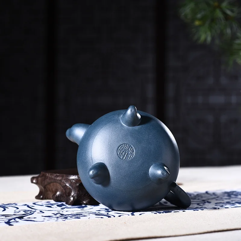 Фиолетовая глина yixing pot Подлинная ручная работа Известный Ван Fangyuan mine azure mud штатив Дракон верхний горшок кунгфу Чайный горшок чайный сервиз