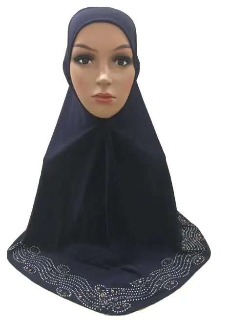 Navy Blue Одна штука Amira хиджаб ниндзя мусульманский женский платок на голову исламский шейный платок на грудь накидка полное покрытие шапочка для молитвы Стразы тюрбан - Цвет: Navy Blue