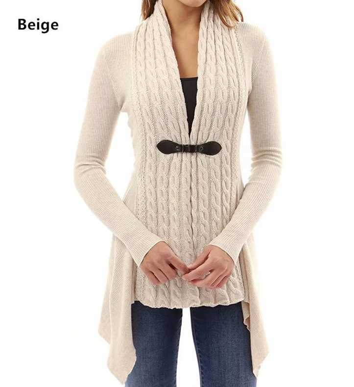 Beige 5xl женский кардиган, зимний длинный кардиган с открытой передней частью, вязаный свитер большого размера, женский джемпер, верхняя одежда, куртка размера плюс - Цвет: Beige