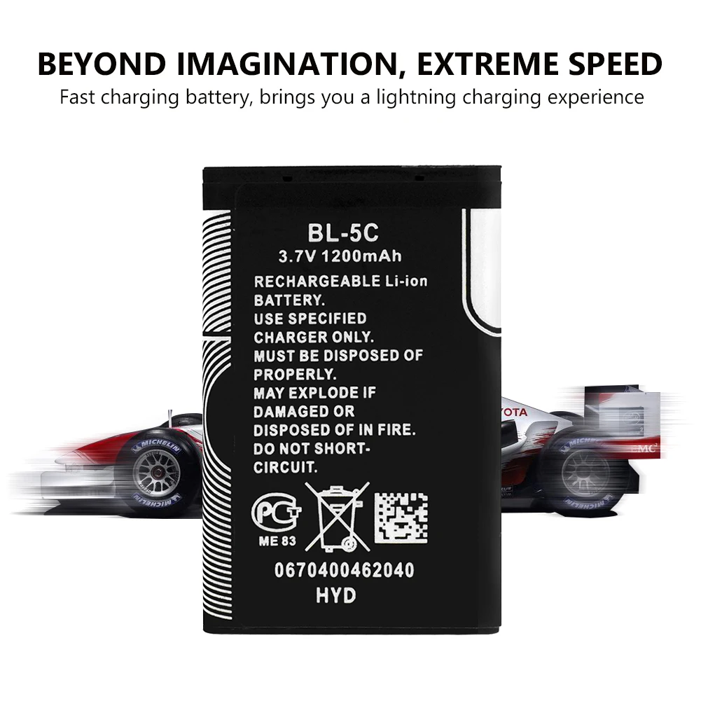 Смартфон BL-5C аккумулятор телефона 3,7 v 1200mah для Nokia 3105 3120 3125 3230 3555 3600 3610 3650 6030 6085 6086 6108 6205 6230