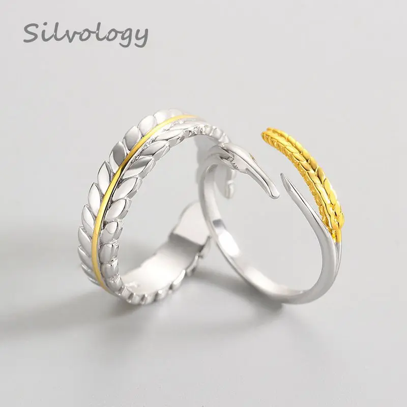 Silvology 925 пробы серебро пшеницы уши Пара Кольца оригинальный дизайн элегантный