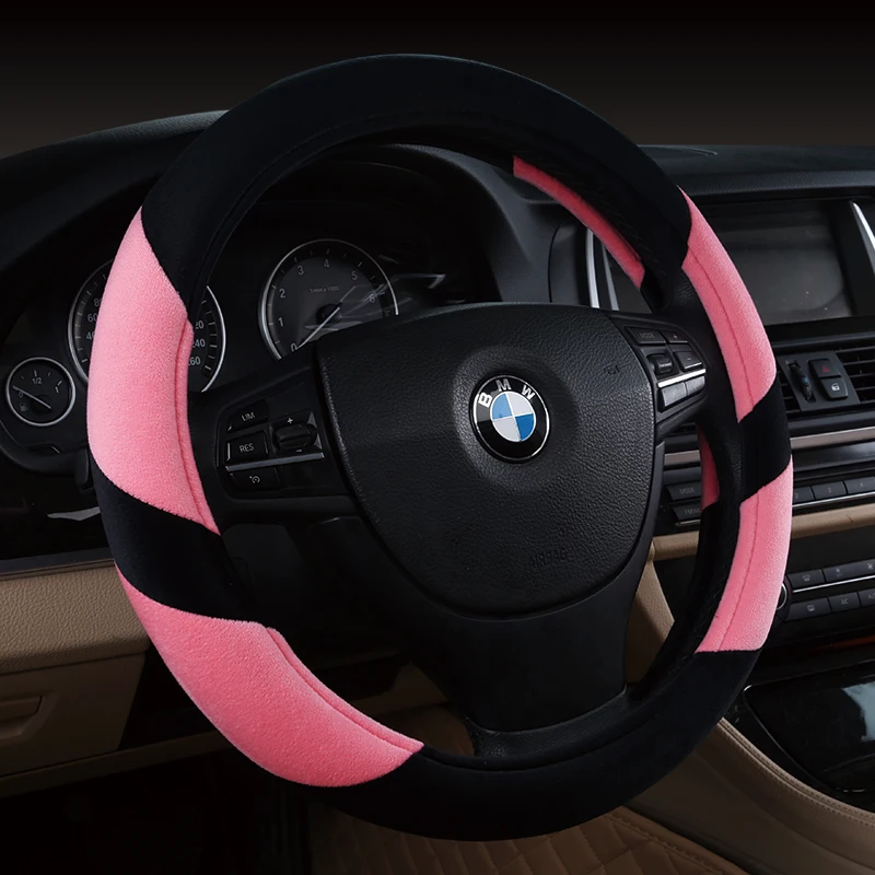 

Плюшевый универсальный чехол на руль автомобиля, 38 см, автомобильный Стайлинг, спортивные автомобильные чехлы на руль, противоскользящие а...