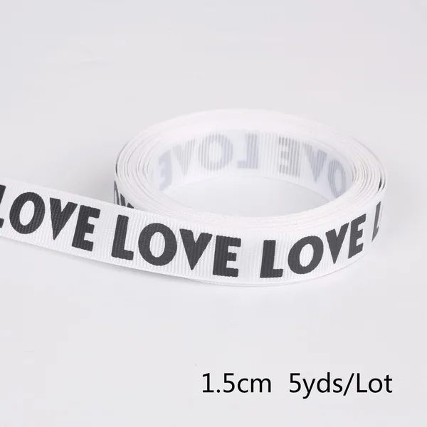 15mm White Новое поступление, 5 ярдов/сумка, черный/белый, ширина 15 мм/20 мм, лента с принтом на День святого Валентина, корсажная лента с сердечком, ленты для упаковки подарков - Цвет: 15mm White