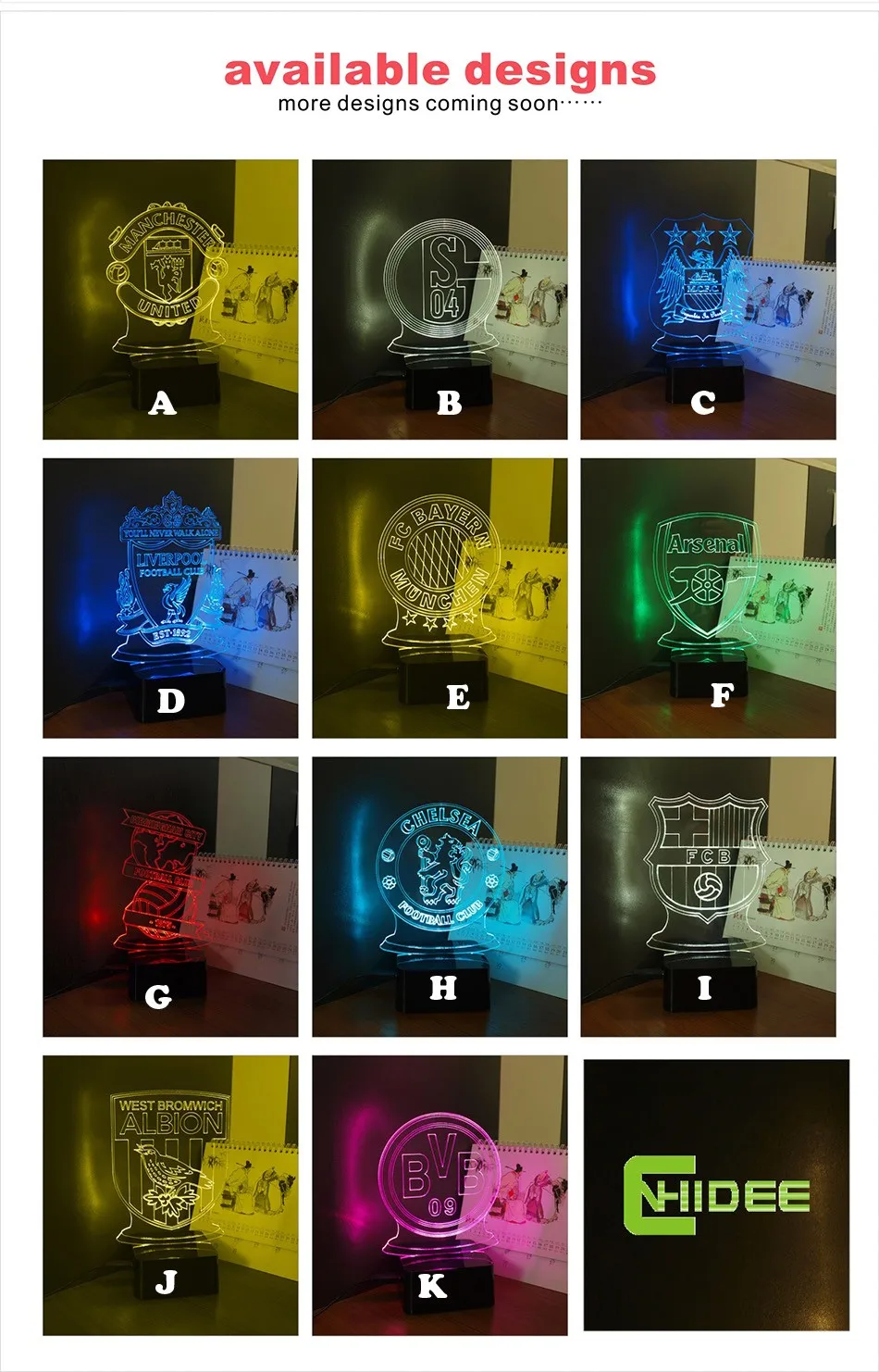 Cnhidee USB новинка семь цветов футбол 3D из светодиодов ночные огни настольные лампы в