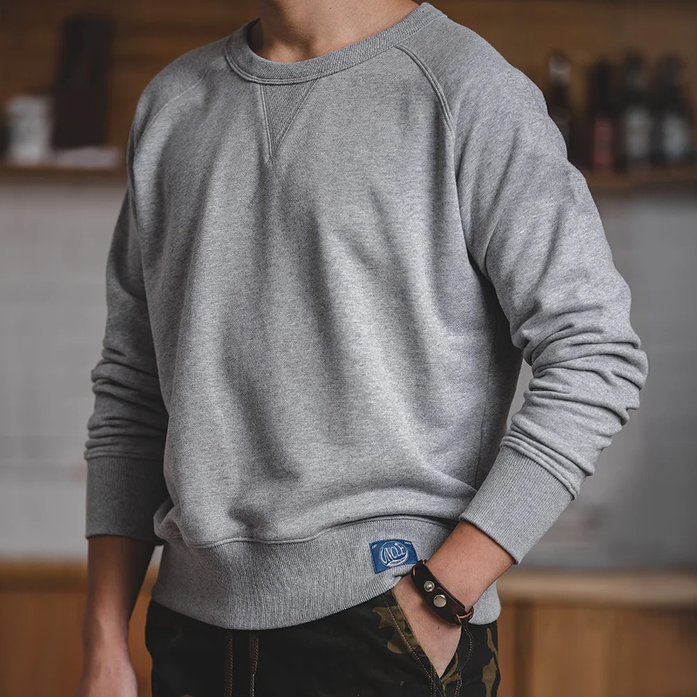 Мужская толстовка худи с круглым вырезом в винтажном стиле толстовки