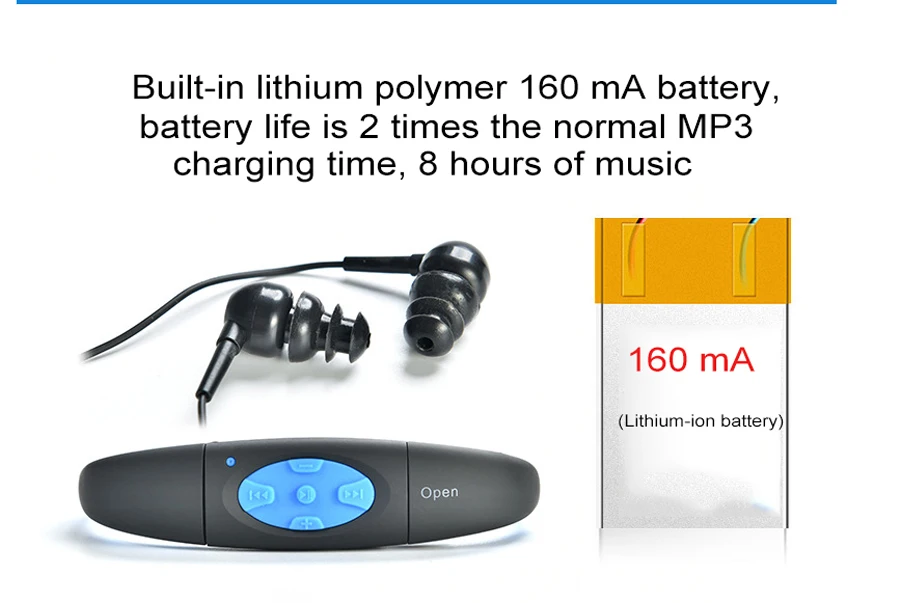 4G 8G MP3 плеер мини Музыка подводный Спорт IPX8 водонепроницаемый шейный плавательный дайвинг с fm-радио наушники стерео наушники