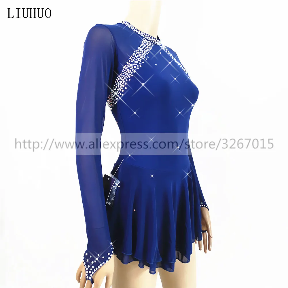 Платье для фигурного катания женское платье на коньках с длинным рукавом темно