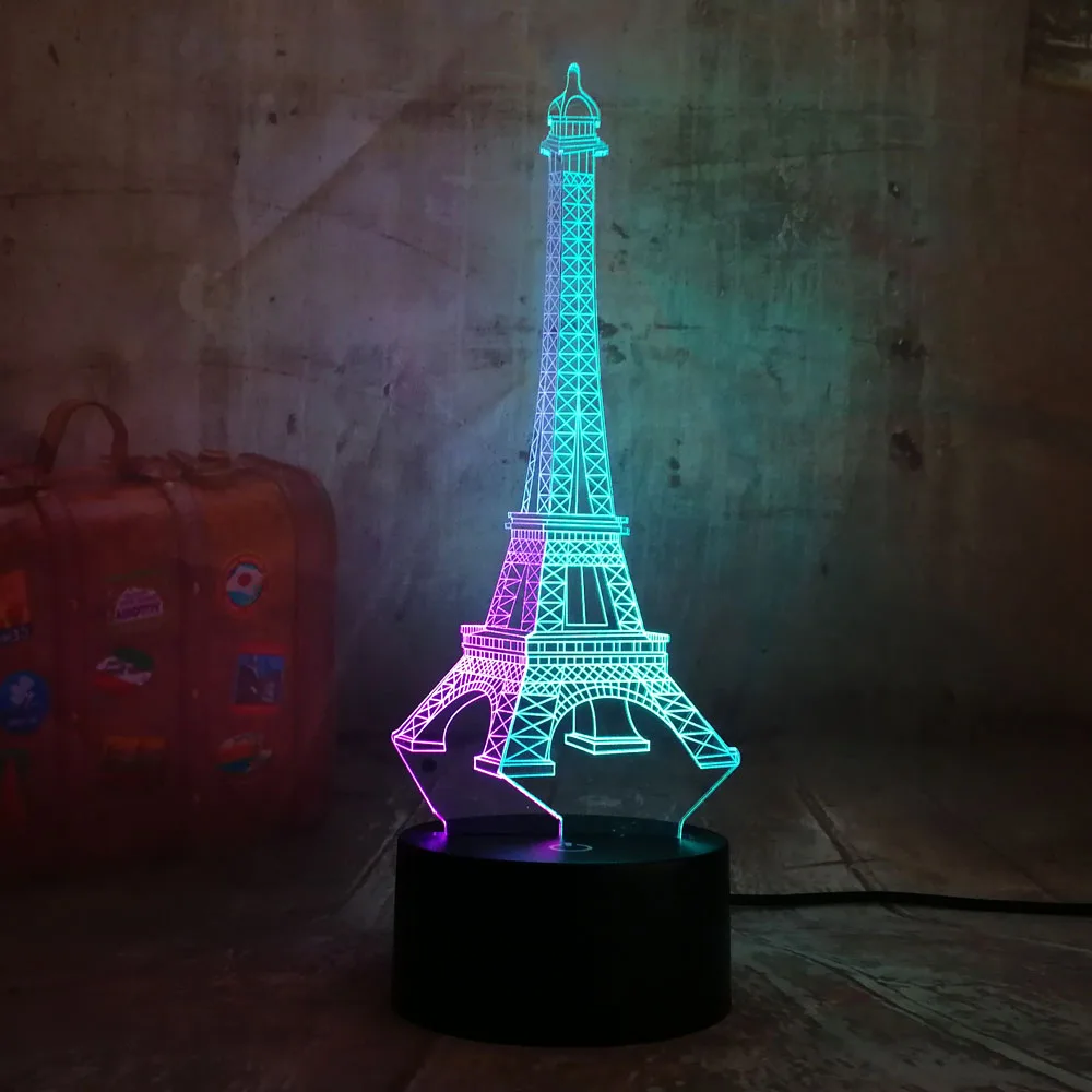 Красота Романтический Эйфелева башня 3D светодиодный RGB 7 смешанных двойной | Ночники -32902761478