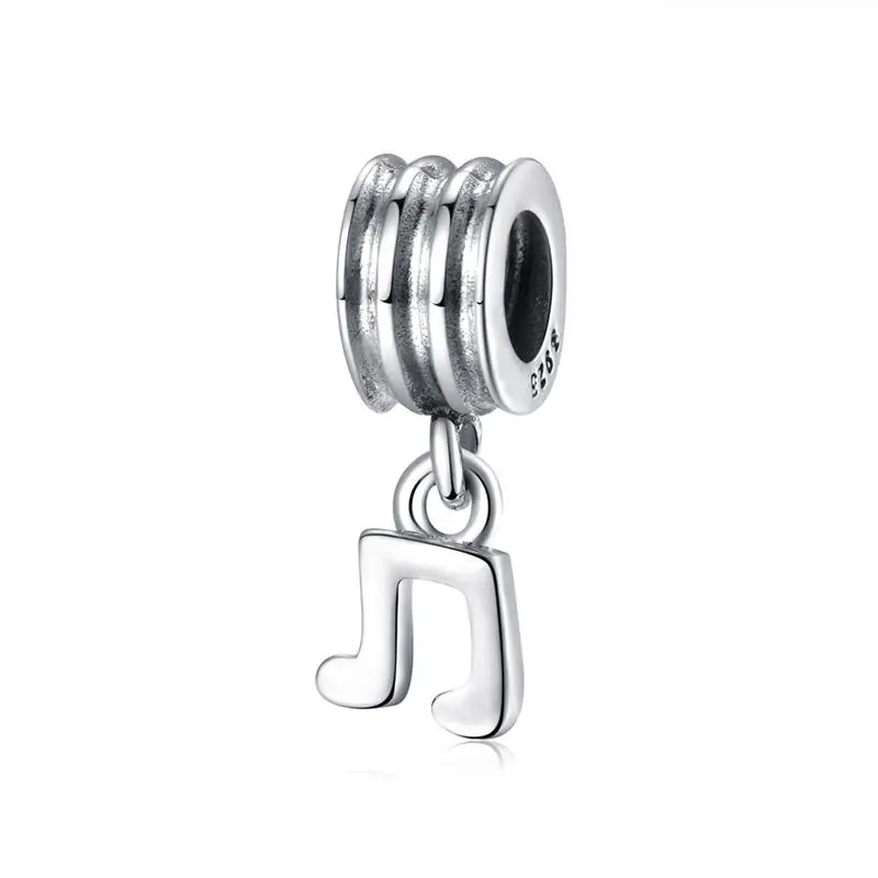 Music Note Бусины из стерлингового серебра 925 Шарм музыка Троица не кулон талисманы любовь Подходит Пандора браслеты для женщин Diy ювелирные изделия - Цвет: Music Note