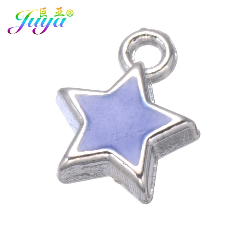 Juya 50 шт./лот масляная Эмаль Сердце Звезда серебряные подвески аксессуары для женщин Дети DIY серьги браслет ювелирных изделий - Окраска металла: 50pcs as photo