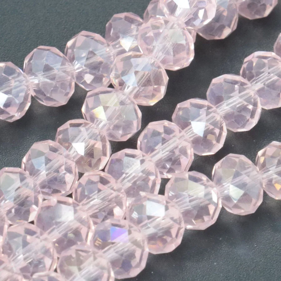 For Necklace 3x4mm Faceted Pink AB+ Colorful Glass Crystal Beads Semi Finished Stone Balls Loose DIY Jewelry Making Design | Украшения и
