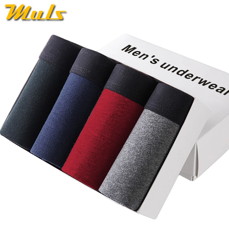 Трусы-боксеры Мужские дышащие 95% хлопок 5% спандекс без коробки 4 шт./лот | Мужская