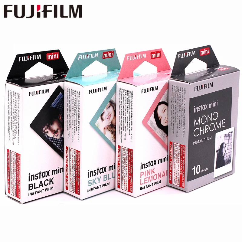 Монохромная пленка Fujifilm Instax Mini8 + черная рамка небесно голубая розовая Fram для мини