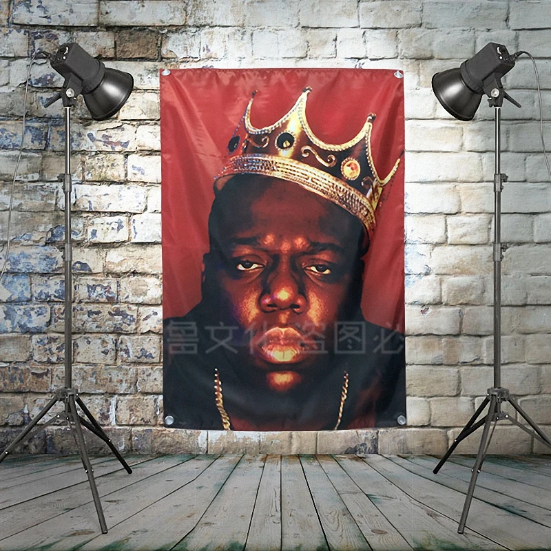 

The Notorious B.I.G Pop Rock Band Poster Big Four-Hole Hanging Cloth Flags Personality Banners Music Studio Bar Cafe Home Decor