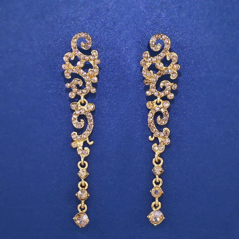 OCESRIO Long Fashion Drop Earrings for Women Crystal Rhinestone Big Hanging Dangle Bride Wedding Jewelry ers-h52 | Украшения и