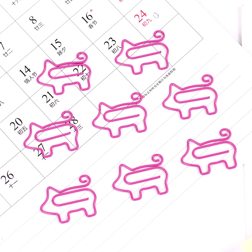 10 шт. милые животные поросенок металлические зажимы Kawaii закладки Memo клип розовые
