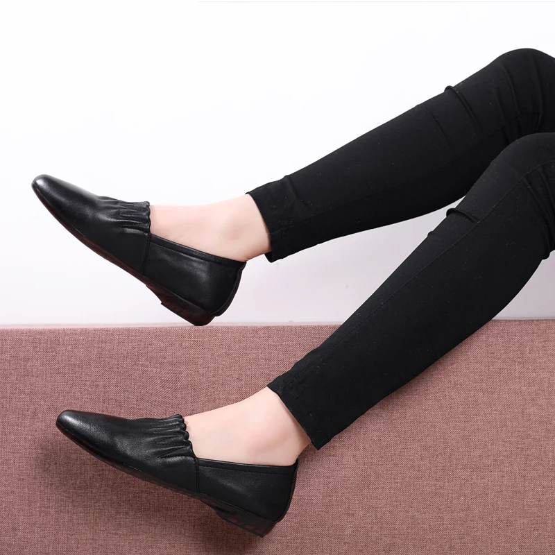 Women Flats Shoes Genuine Leather Slip on ladies Shallow Moccasins Casual Female Summer Loafer Size 35-42 | Обувь
