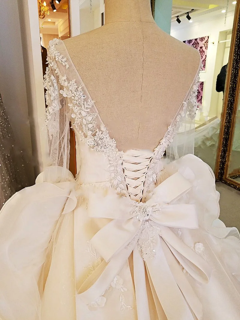 LS58979 robe de mariee manche longue корсет сзади украшенный бисером кристалл роскошное бальное