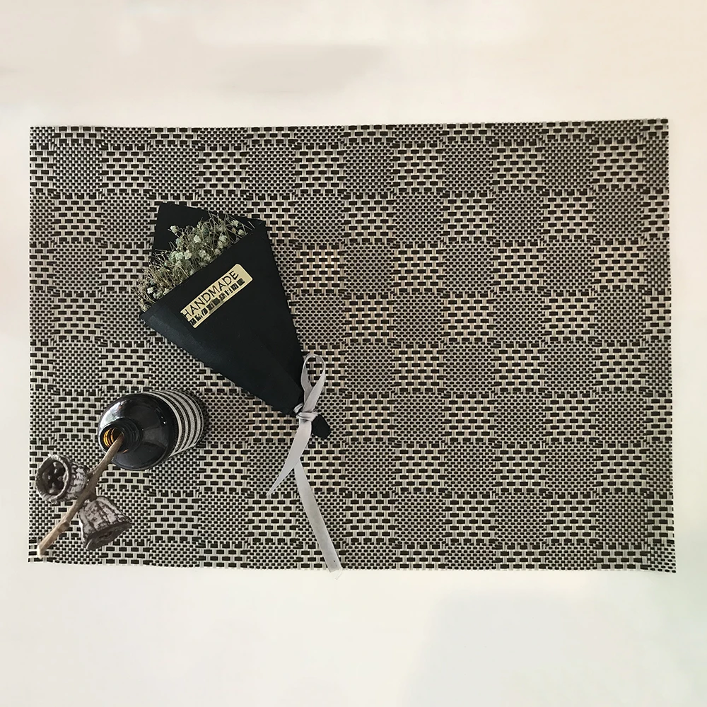 

placemat Black Grid Chic Tableware Pad Dining Table Mat Heat Insulation Non-Slip Placemats Bowl Coaster Kitchen Accessories