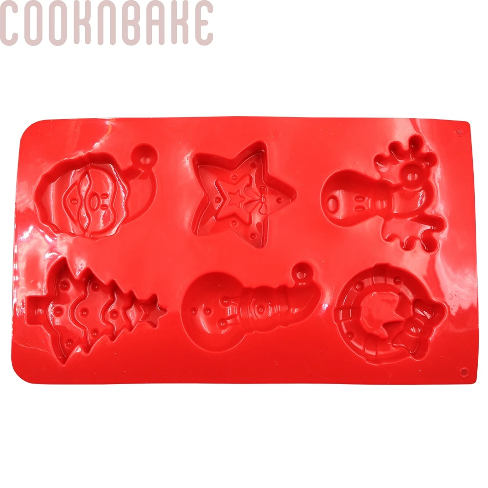 COOKNBAKE формы для выпечки Рождественская Силиконовая Форма Мыла 6 полости конфеты шоколадной формы Санты дерева смолы гипса инструмент торт deocoration