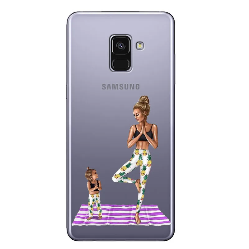 Чёрный коричневый волос для мам и детей чехол девушек samsung S6 S6EDGE S7 край S8 S8PLUS S9 S9PLUS