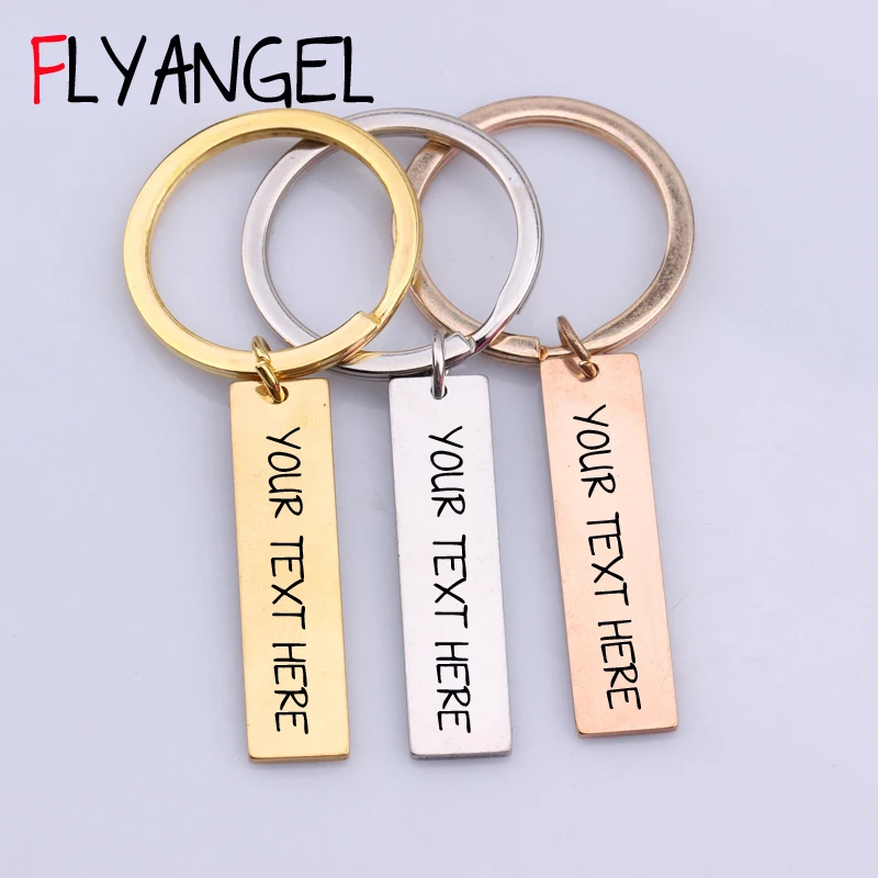 Customized Personal 1pcs Engraved Keychain Text Letter Key Chains DIY Gift for Women Men Family Friends Couples Keyring Jewelry
