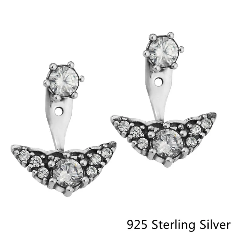 

925 Sterling Silver Jewelry Fairytale Stud Earrings ,Clear CZ Fit for Fashion Earrings Women Anniversary Gift