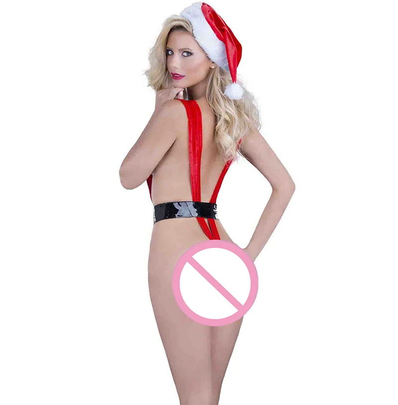 

Sexy Three-point Lace Halloween Costume and Christmas costume Sexy Velour Cosplay Costume With Hat fun Role Play Babydolls