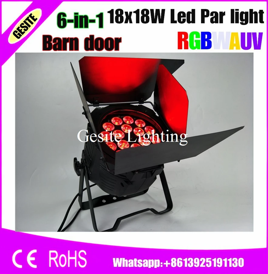 8xLot Led Par Светильник s 18x18W 6 в 1 RGBWA-UV Светодиодная лампа для сценических эффектов Light